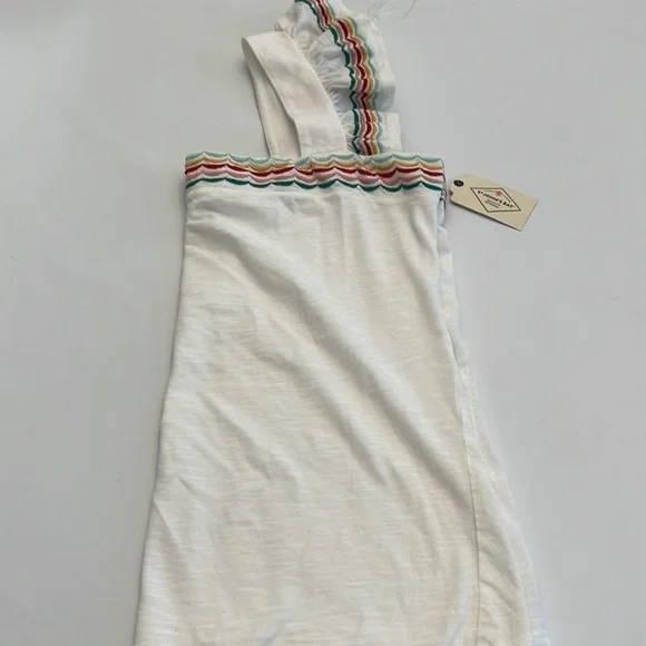 ST. John’s Bay white square neck multi- color edge ruffle sleeve tank size M NWT - Picture 5 of 12